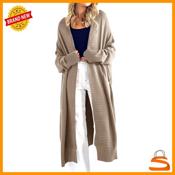 Oversized Chunky Knit Cardigan Sweater Long Slouchy Open Front Cozy Warm